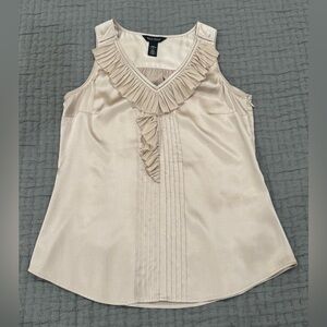 White House Black Market Women’s Small Silk Blouse Tank Top Light Bronze Cream